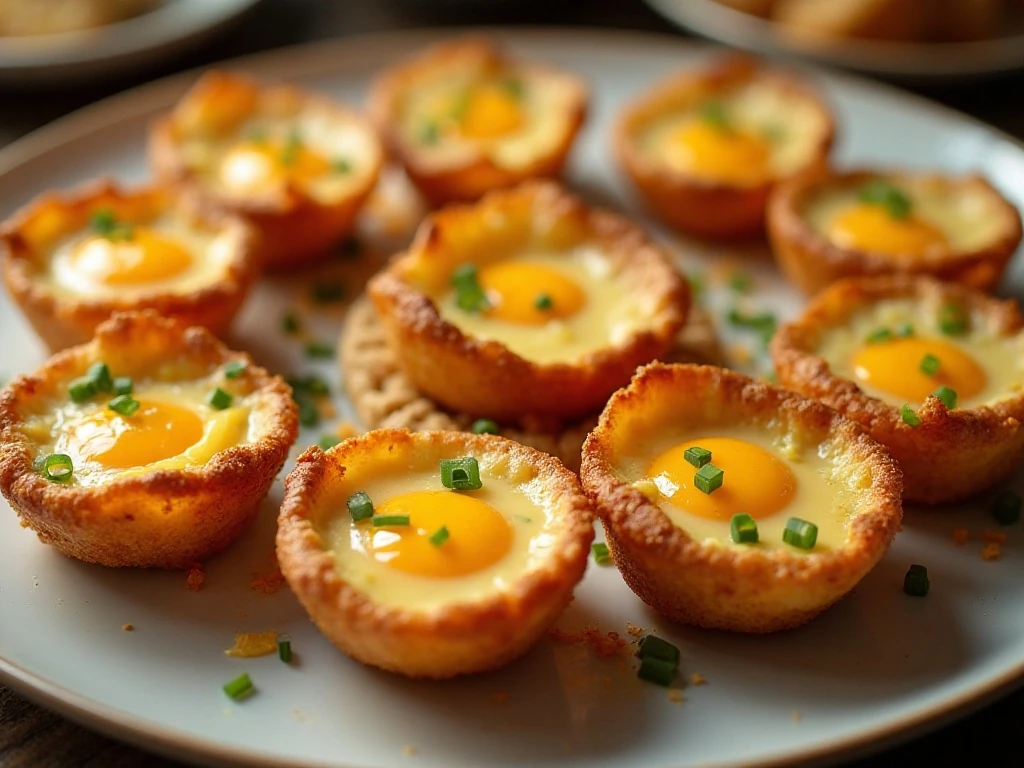 Crispy hash brown breakfast cups with baked eggs and cheddar