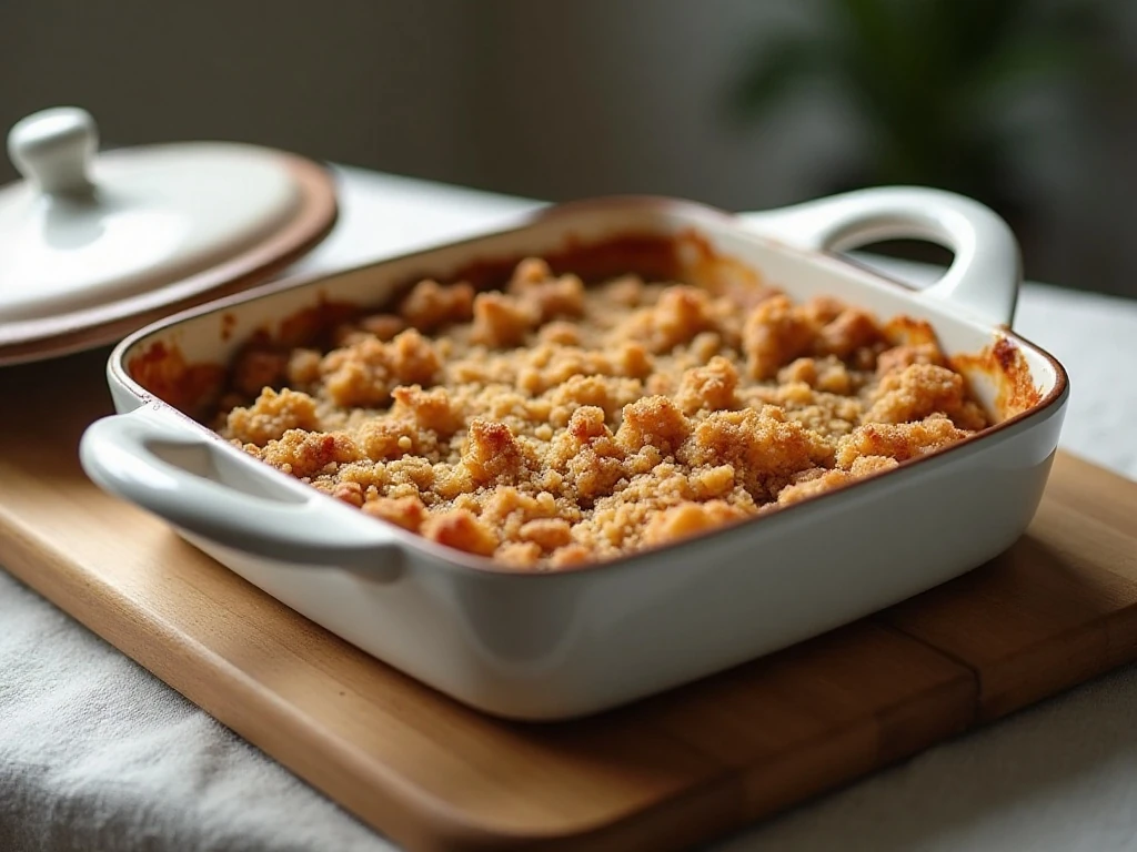 Stored and reheated healthy apple crisp