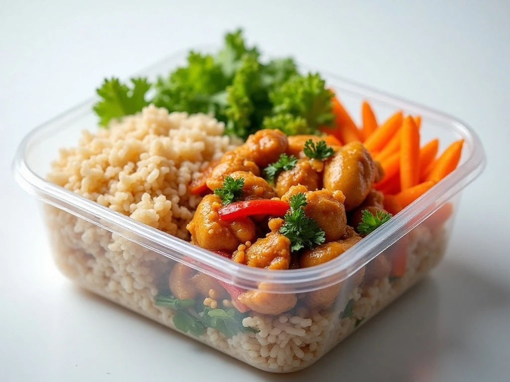 Chicken stir-fry portioned with rice for leftovers