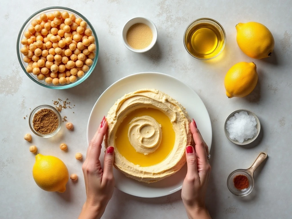 Ingredients for quick homemade hummus