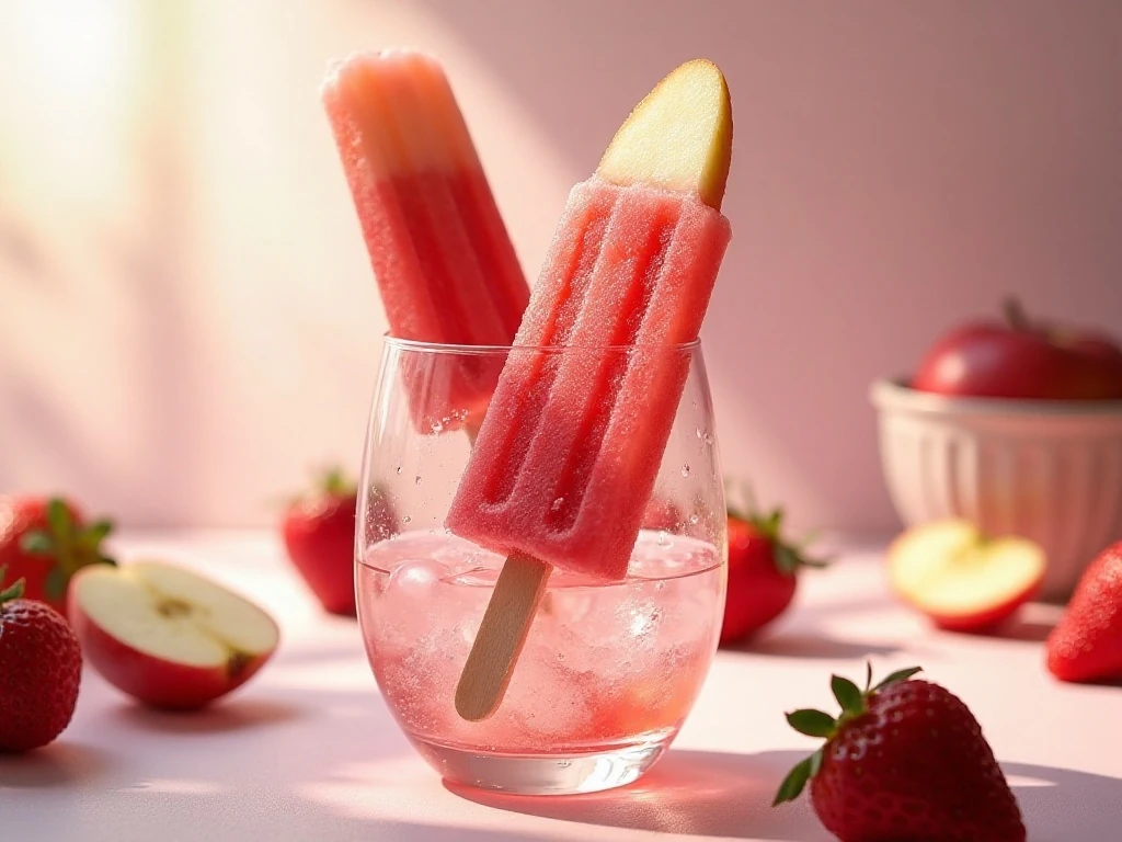 Serving ideas for homemade strawberry-apple ice pops