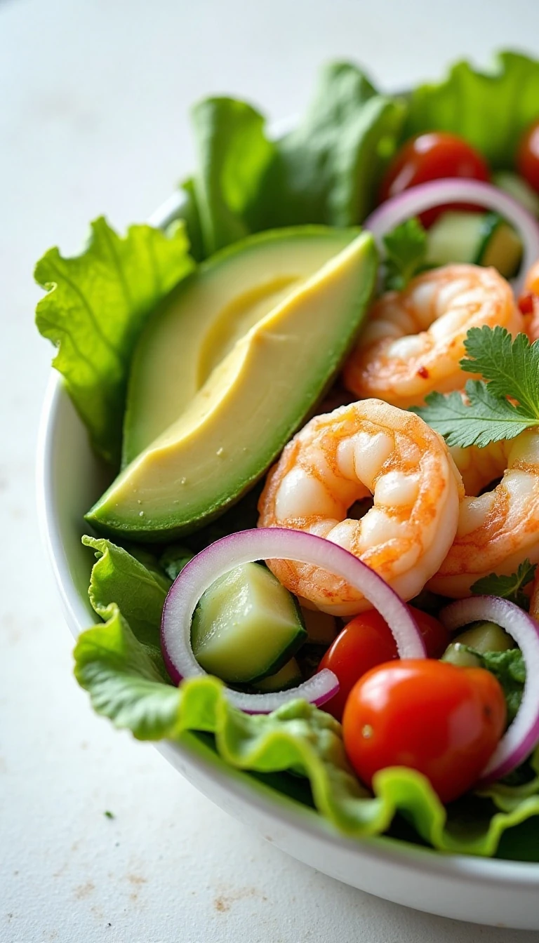 Healthy Lettuce, Shrimp and Avocado Salad Recipe