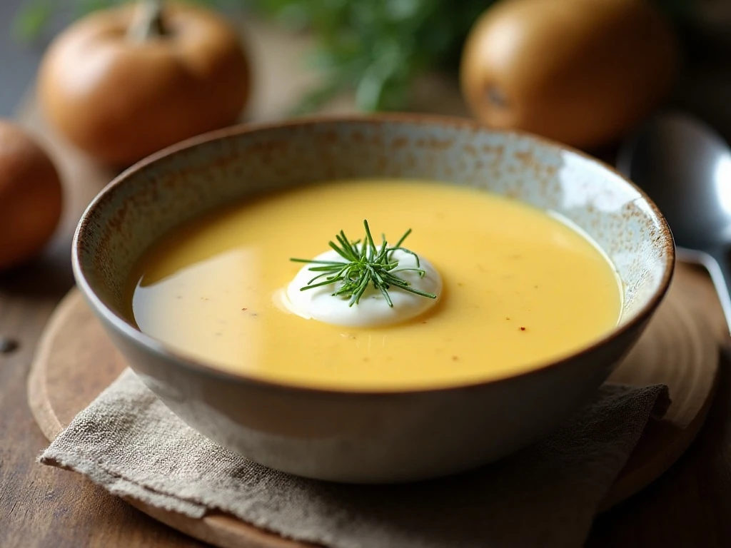 Creamy healthy potato soup served in a bowl