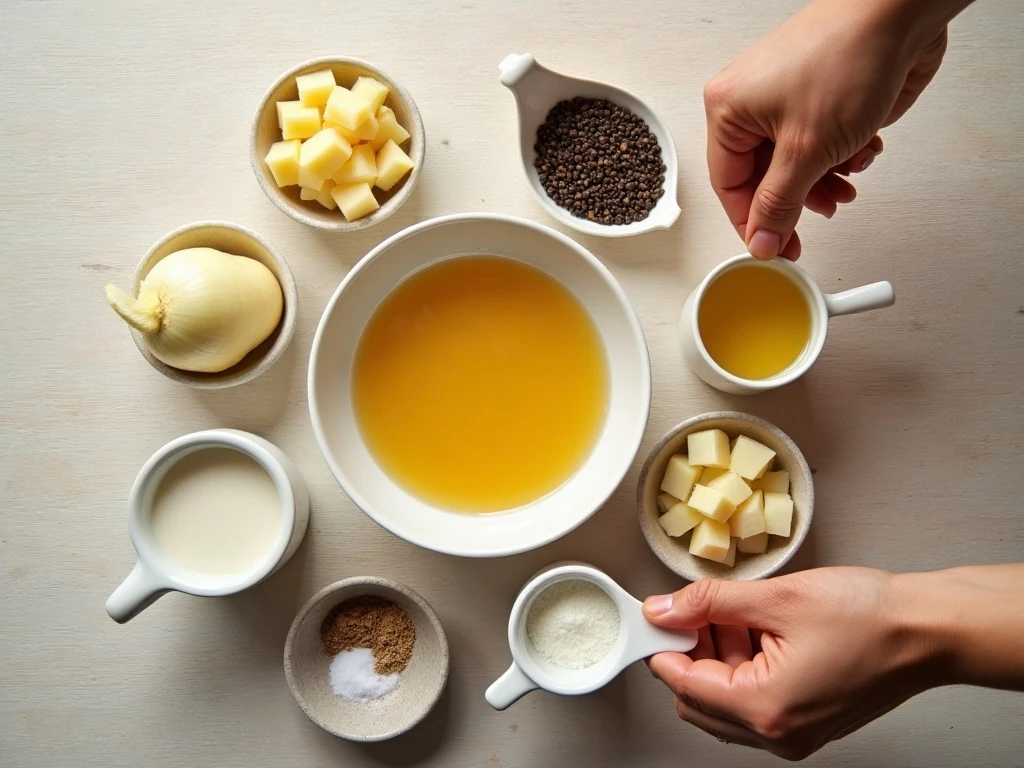 Ingredients for healthy creamy potato soup