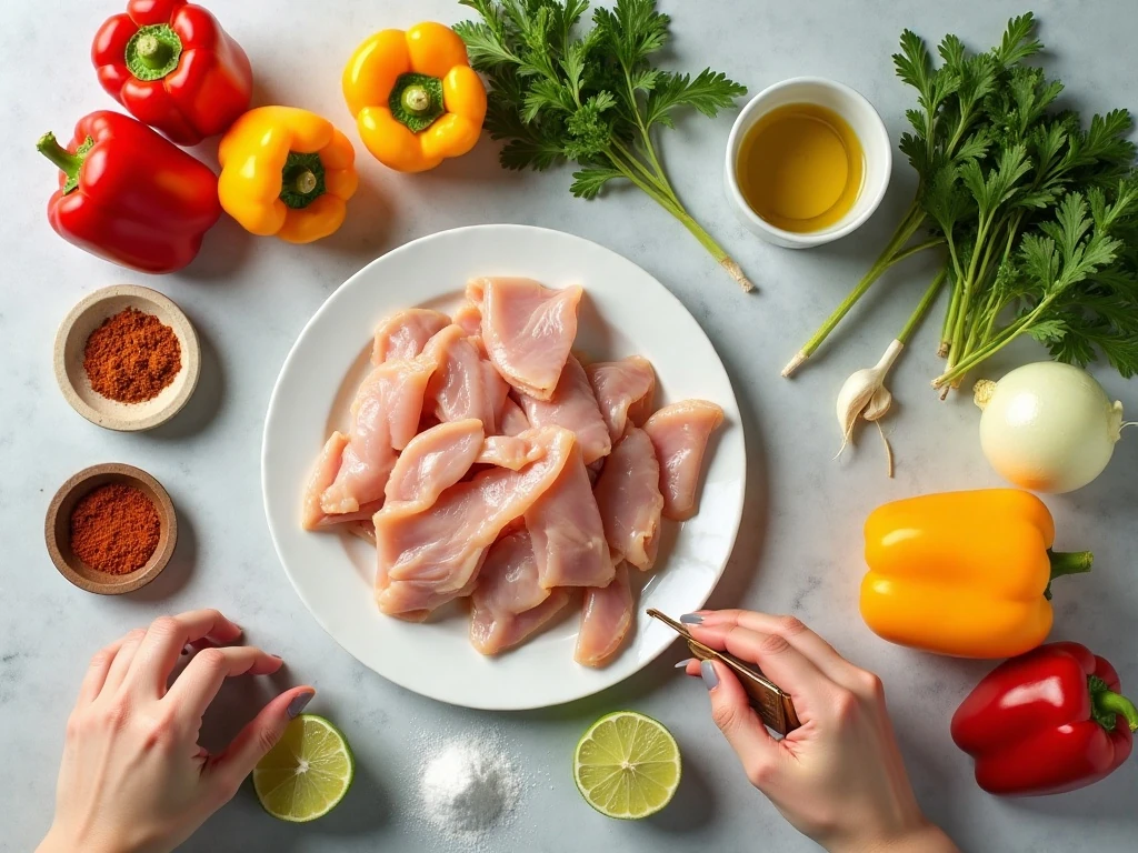 Ingredients for healthy sheet pan chicken fajitas