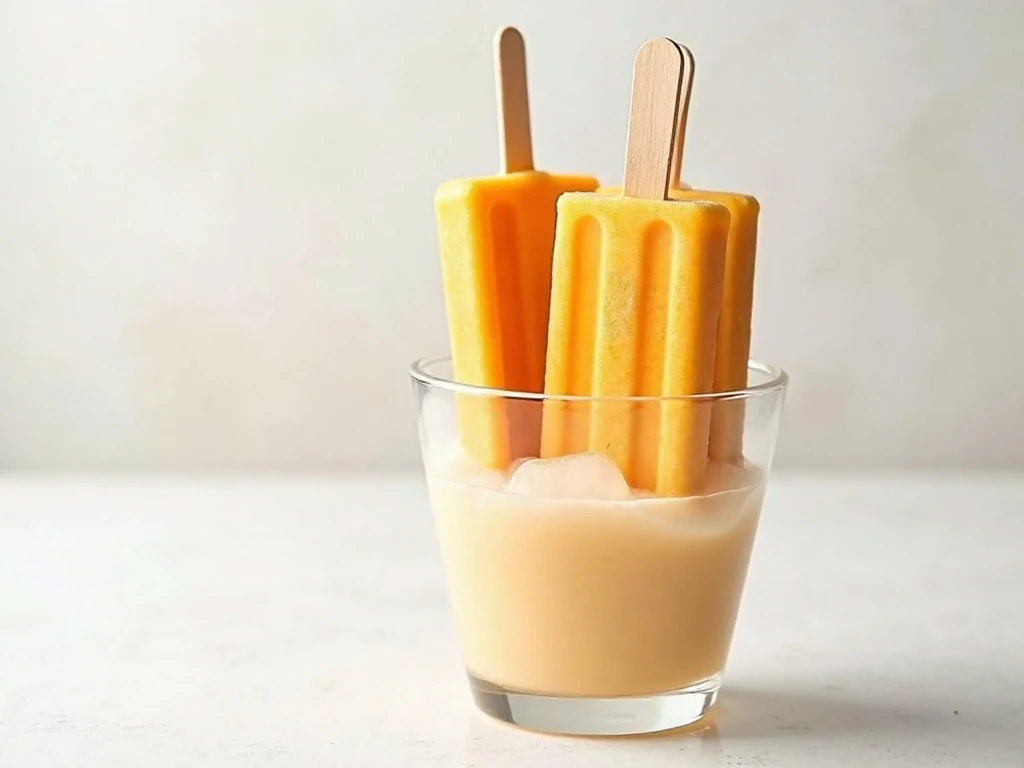 Unmolded pumpkin yogurt popsicles ready to serve