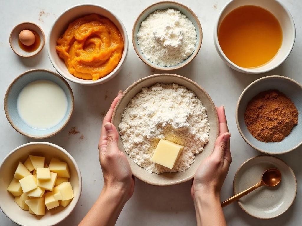 Ingredients for pumpkin and spiced apple cinnamon rolls