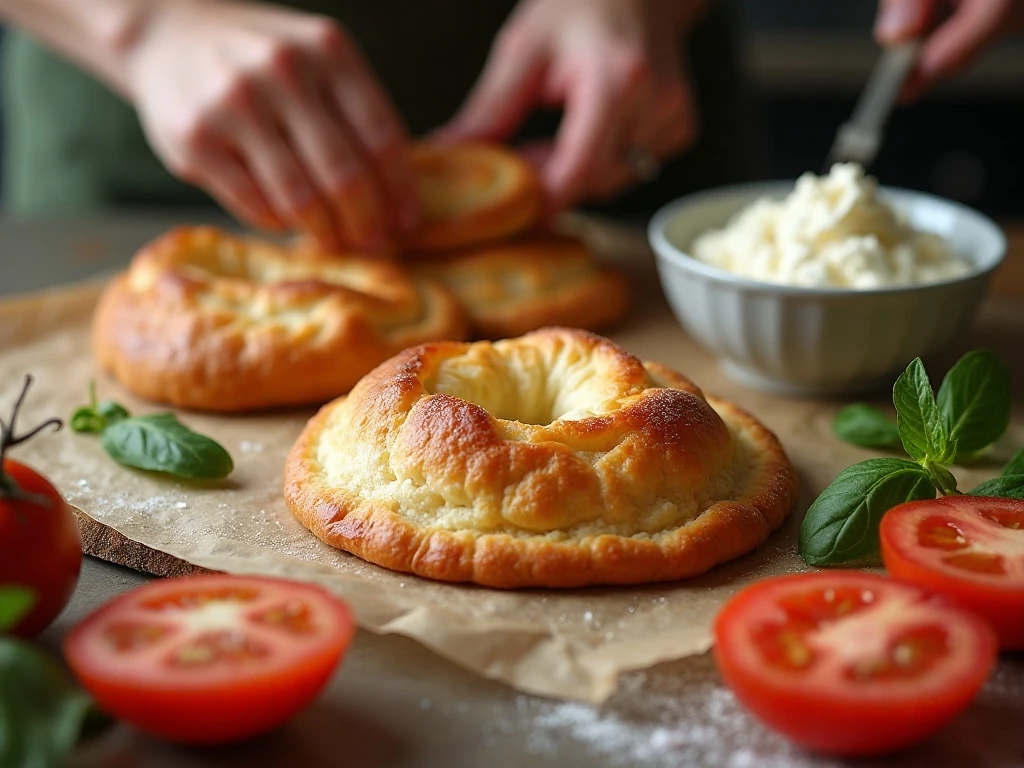 Prepared puff pastry and dry tomato slices for a crisp tomato tart