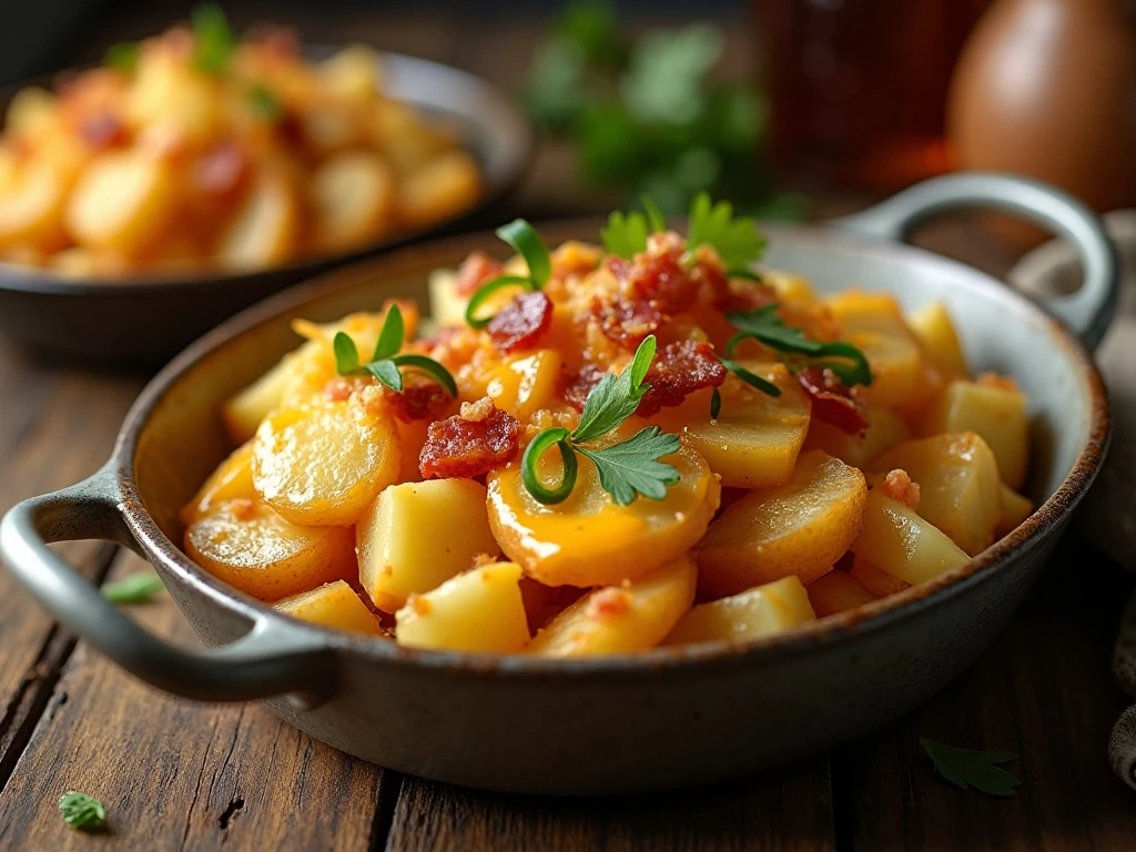 High-Class Hobo Potatoes with cheddar, bacon, onion, and green bell pepper