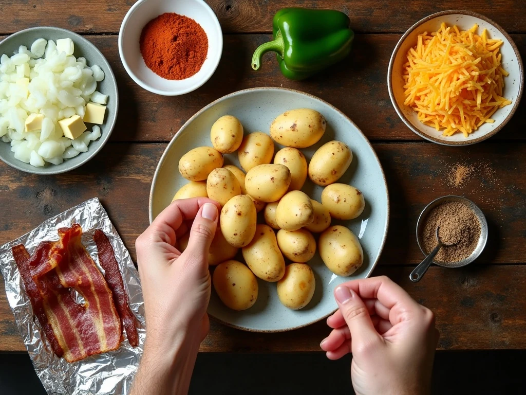 Ingredients for easy foil packet potatoes