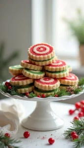 Festive Holiday Pinwheel Cookies Recipe with Red and Green Swirls