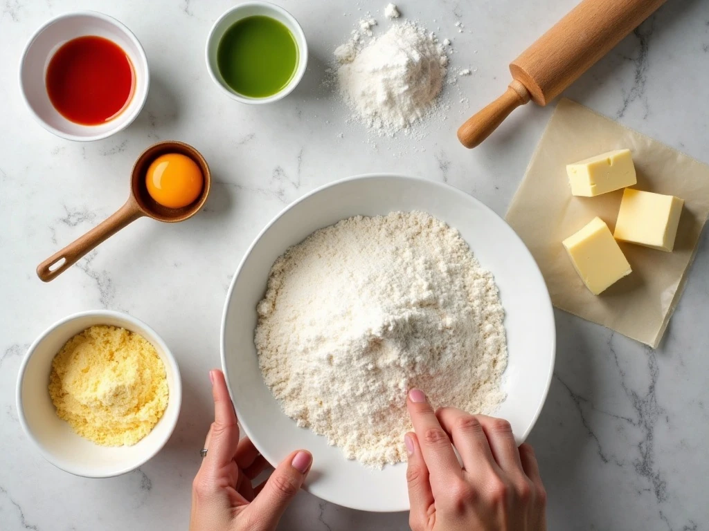 Ingredients for festive holiday pinwheel cookies