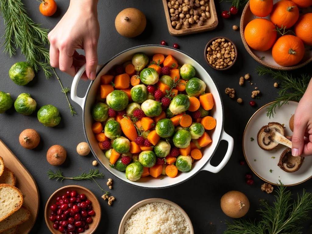 Fresh ingredients for a selection of holiday side dishes