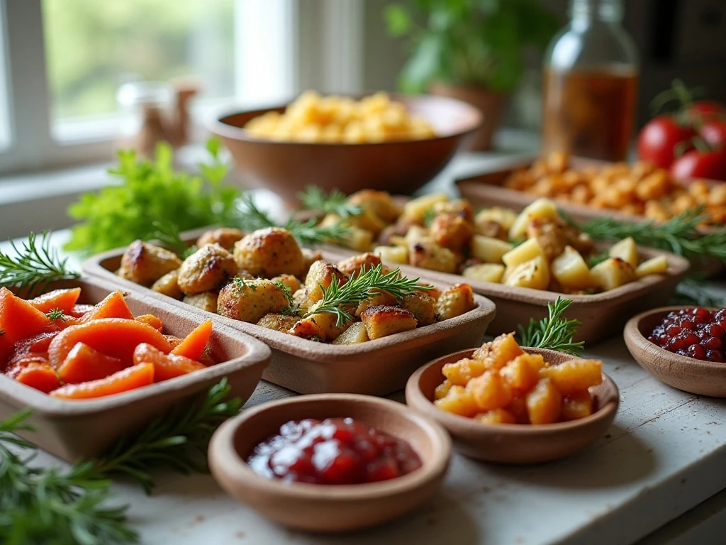 Holiday leftovers stored and ready for reheating or serving