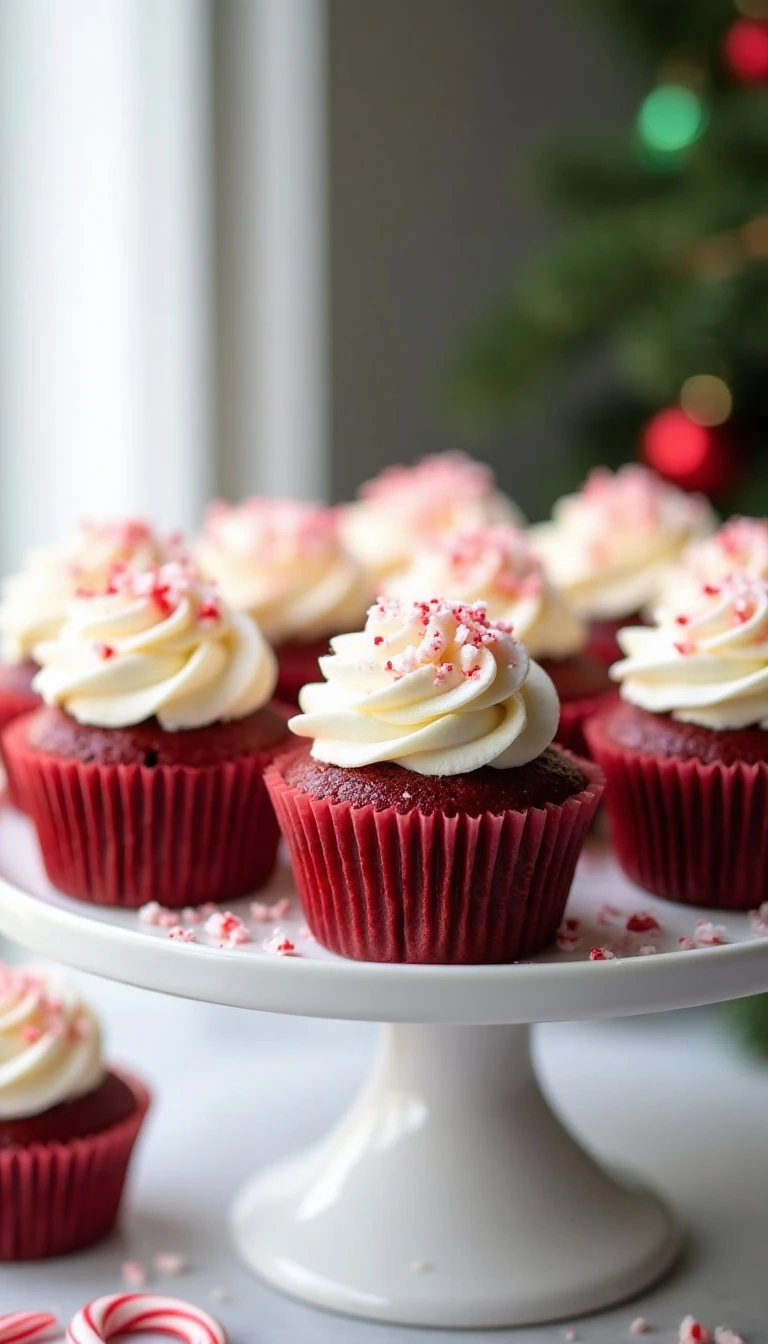 Holly Red Velvet Cupcakes With Peppermint Frosting