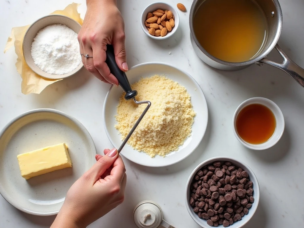 Ingredients and tools for homemade almond roca