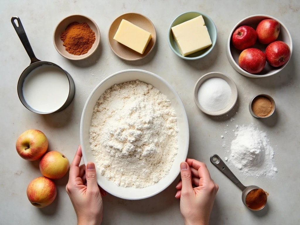Ingredients for homemade apple dumplings