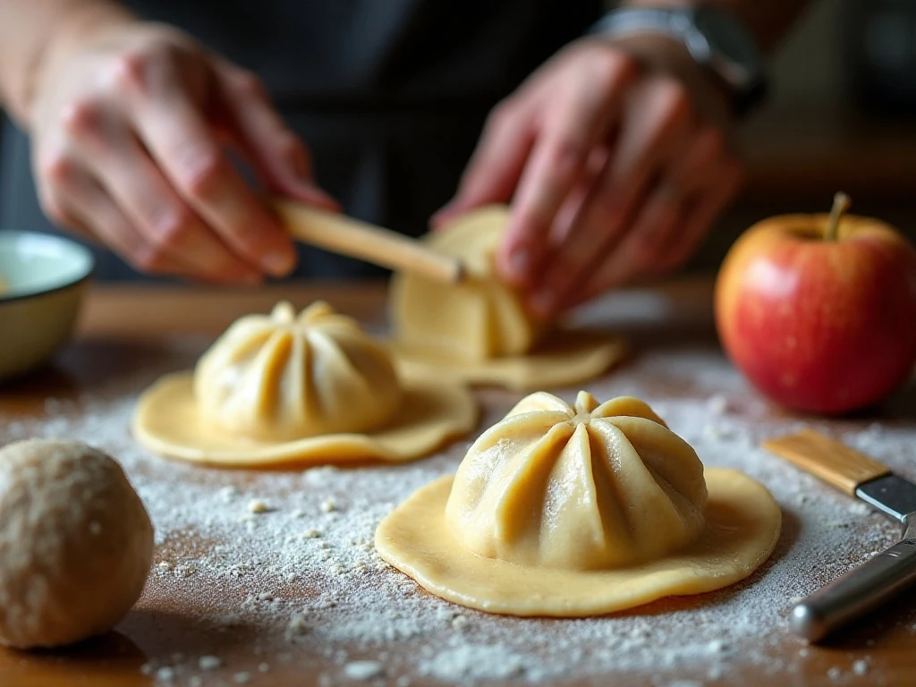 Sealing pastry around apples for perfect apple dumplings