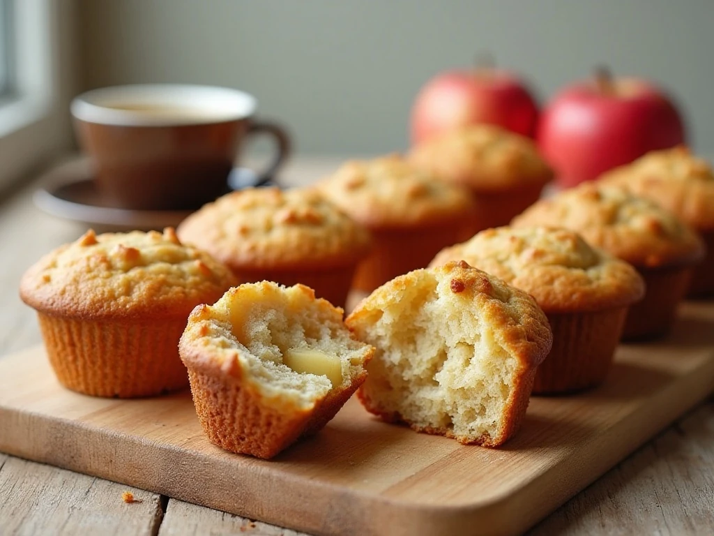 Homemade apple muffins arranged for a warm breakfast