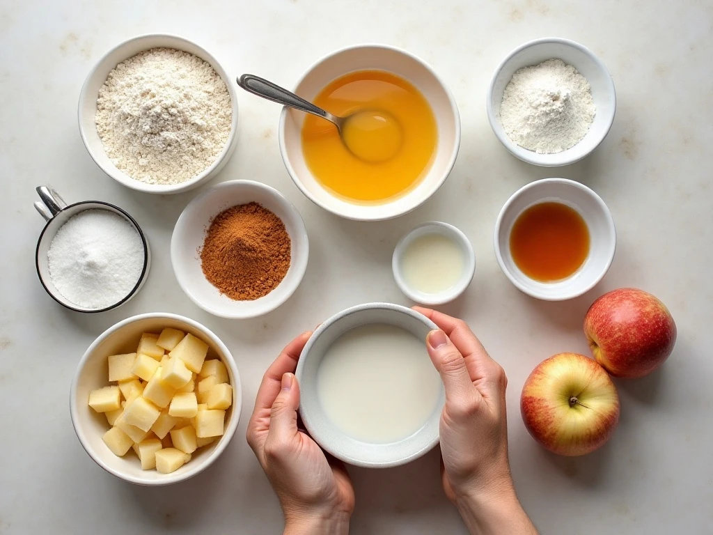 Ingredients for easy homemade apple muffins