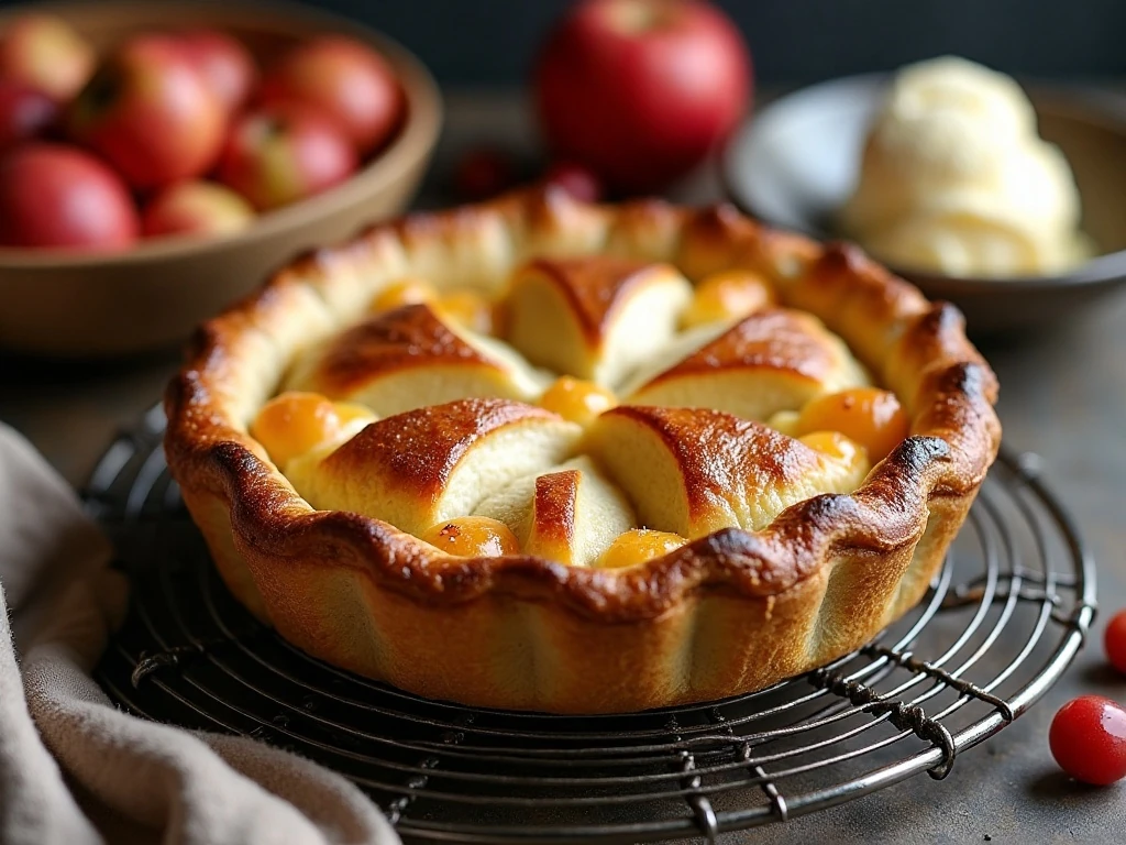 Freshly baked homemade apple pie ready to serve