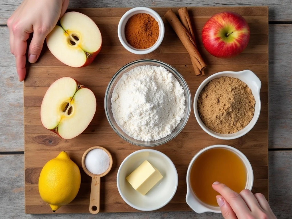 Ingredients for easy homemade apple pie filling