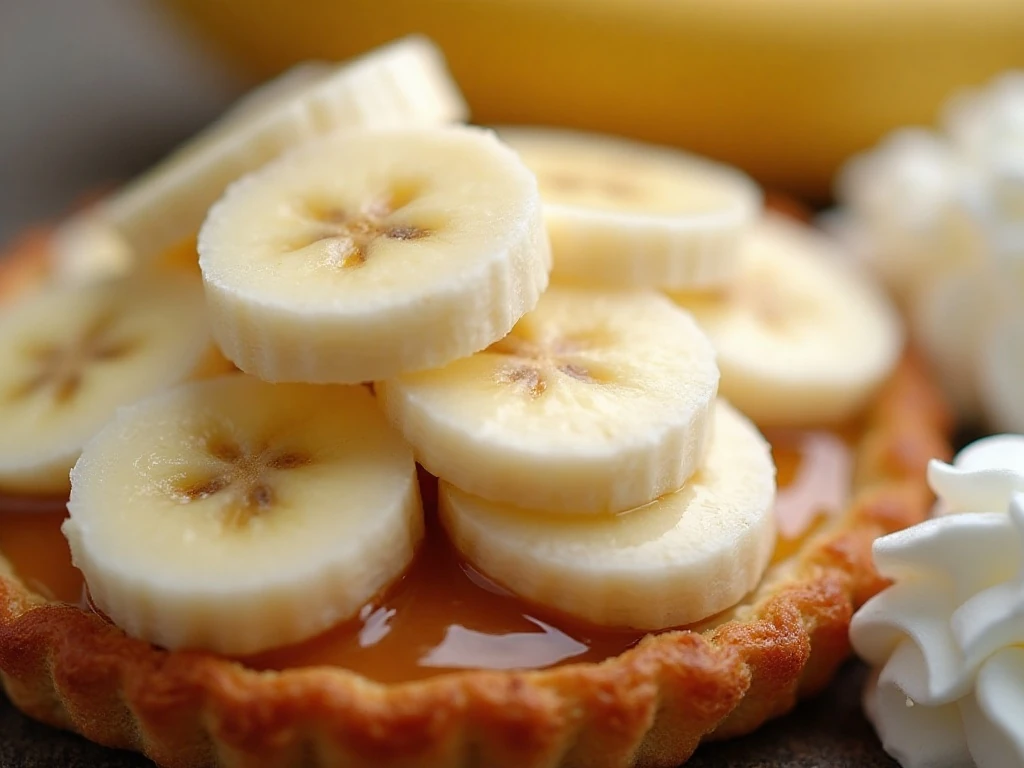 Banana slices and smooth pastry cream layered in a pie crust