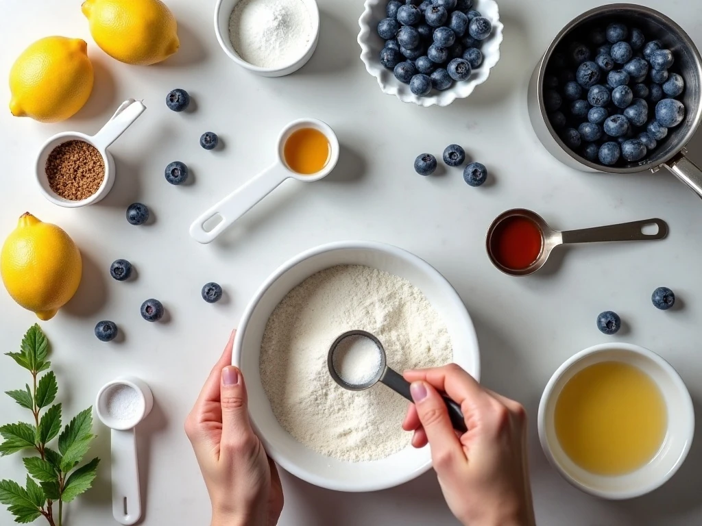 Ingredients for homemade blueberry sauce