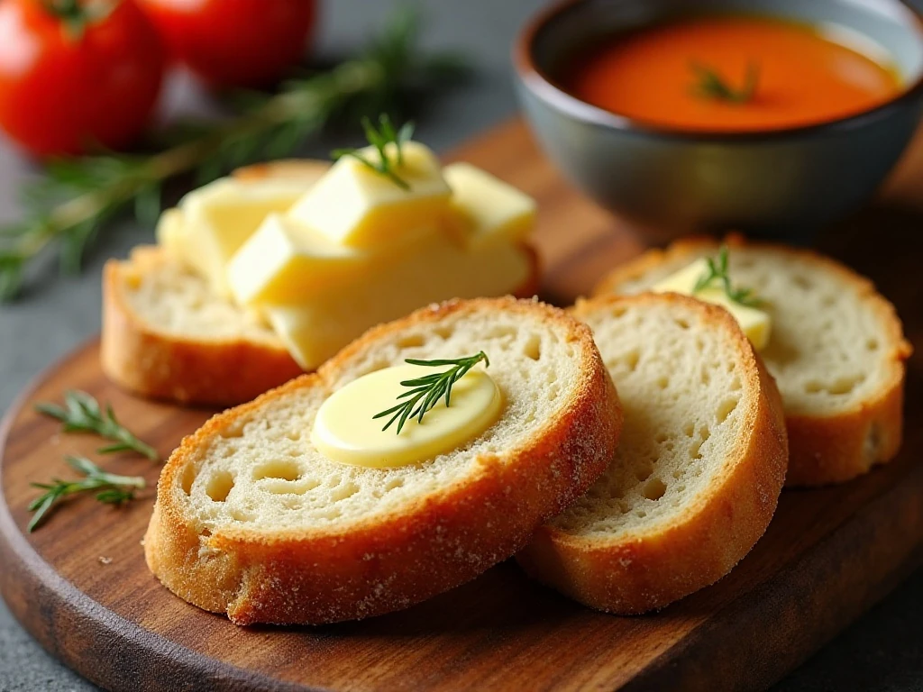 Slices of homemade no-yeast bread with serving ideas