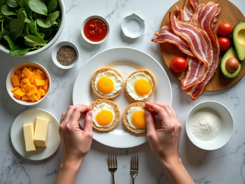Ingredients for homemade breakfast sandwiches