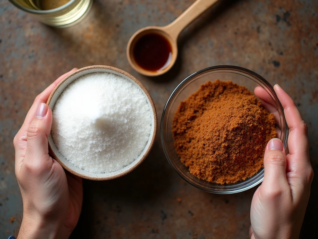 Granulated sugar and unsulphured molasses for homemade brown sugar