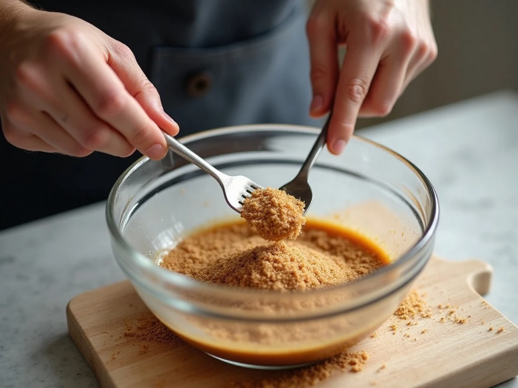 Mixing sugar and molasses to make homemade brown sugar