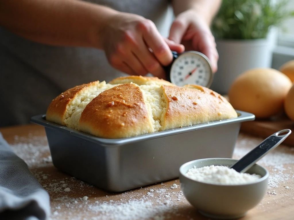 Risen honey buttermilk bread dough in a loaf pan