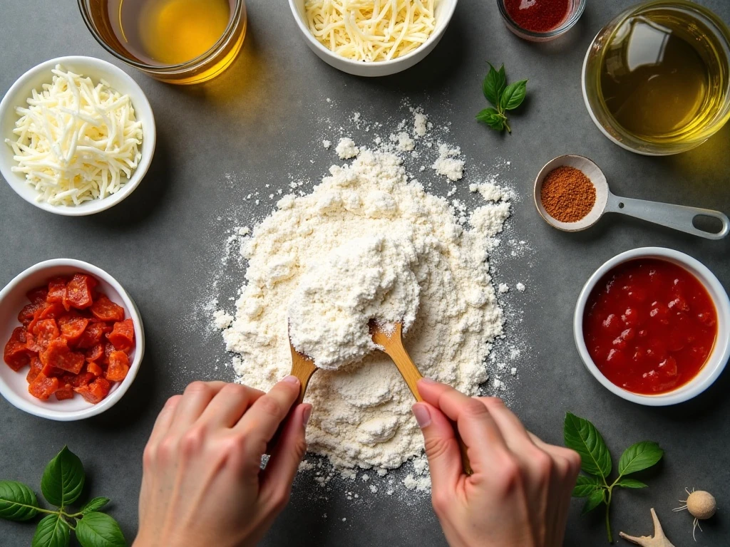 Ingredients for homemade pepperoni calzones