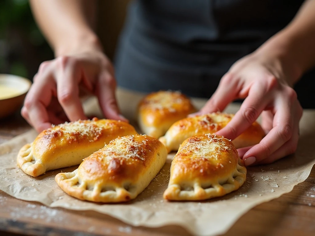Sealed calzones with crimped edges and vented tops