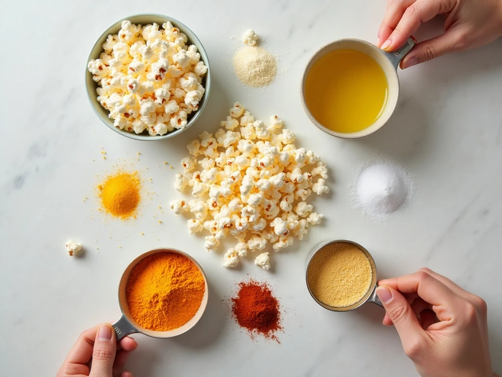 Ingredients for homemade cheddar popcorn