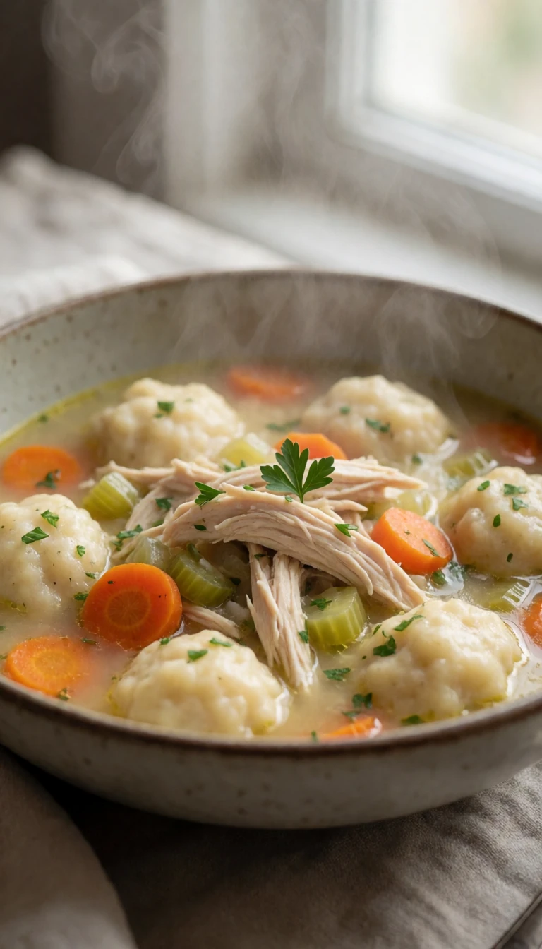 Homemade Chicken and Dumplings Recipe with Fluffy Drop Dumplings