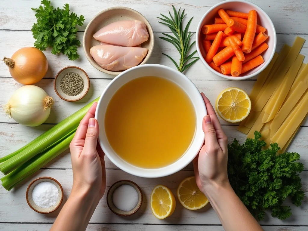 Ingredients for homemade chicken noodle soup