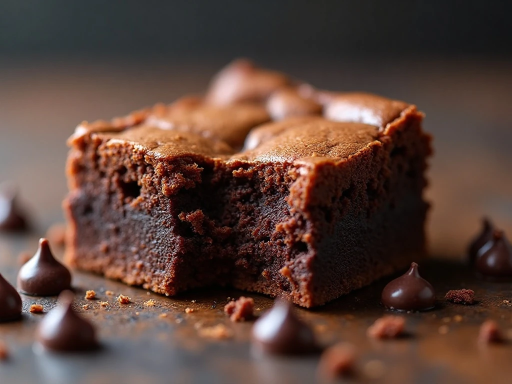 Close-up of a moist fudgy brownie center