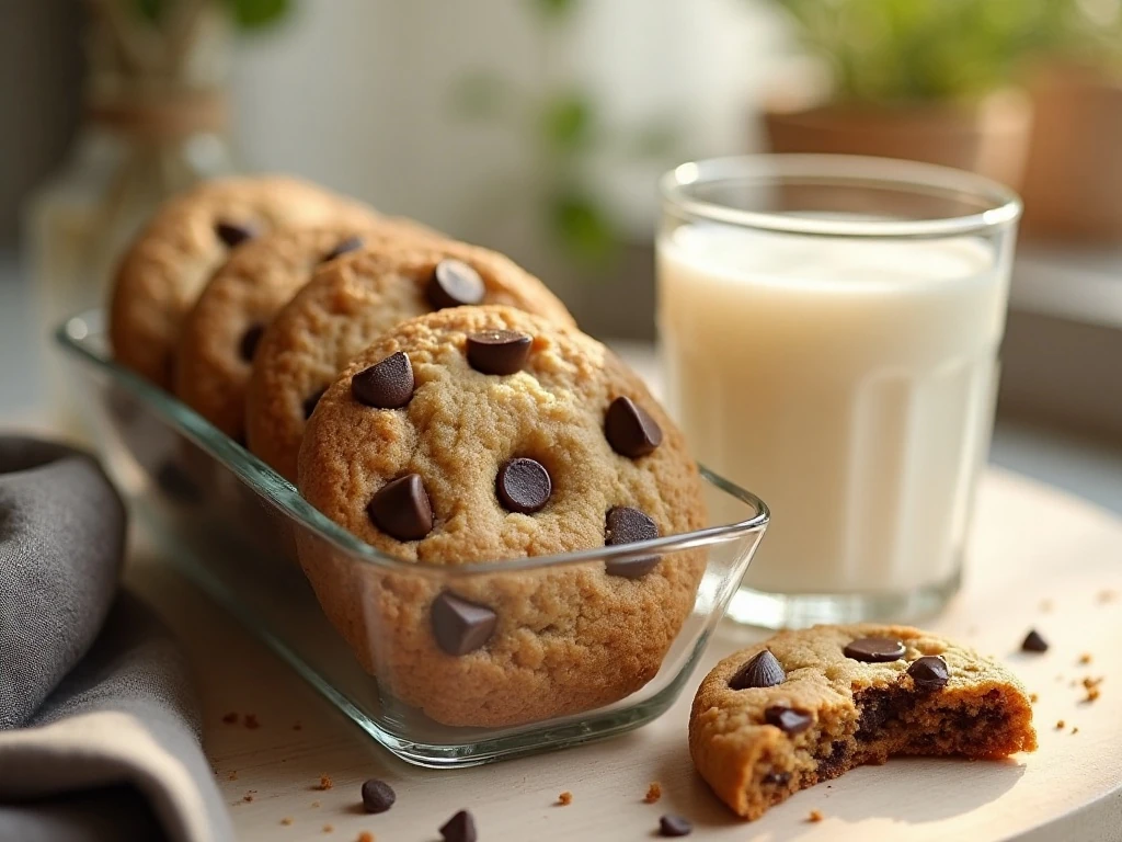 Chocolate chip walnut cookies ready for storage and serving
