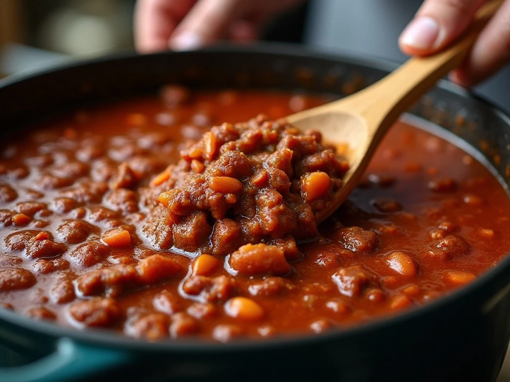 Cincinnati chili simmering in a pot