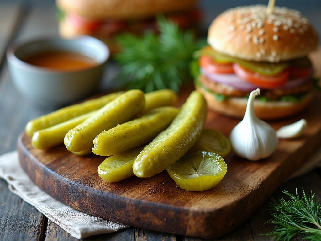 Crisp homemade cold-pack pickle spears served with dill and garlic