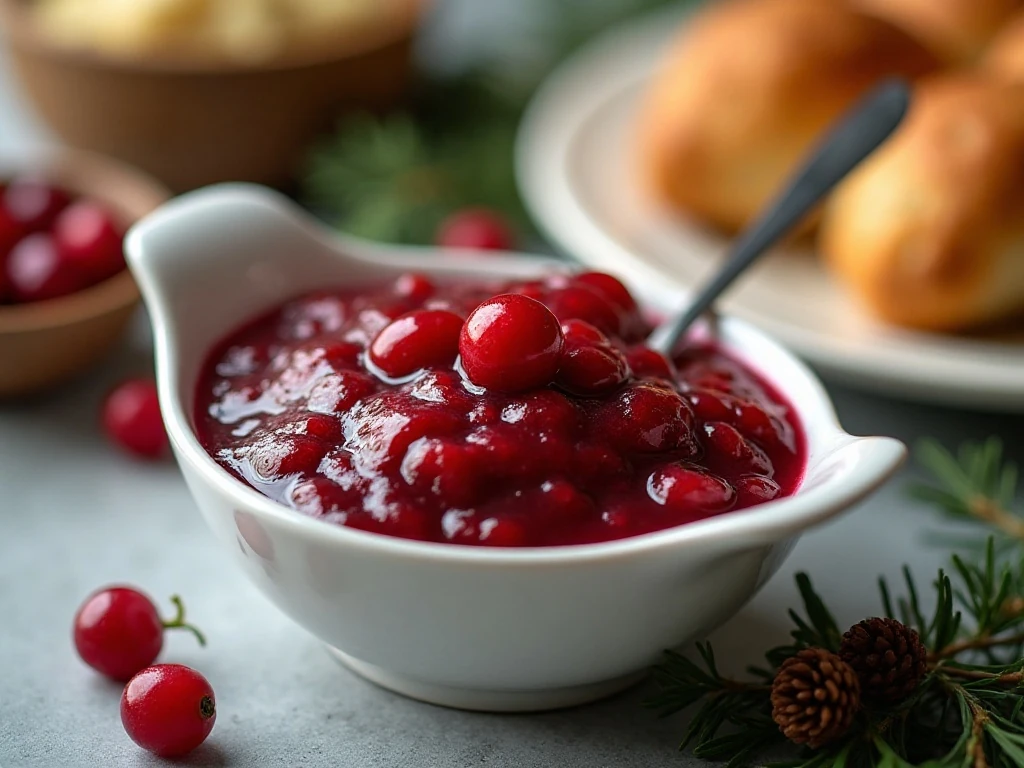 Chilled homemade cranberry sauce ready to serve
