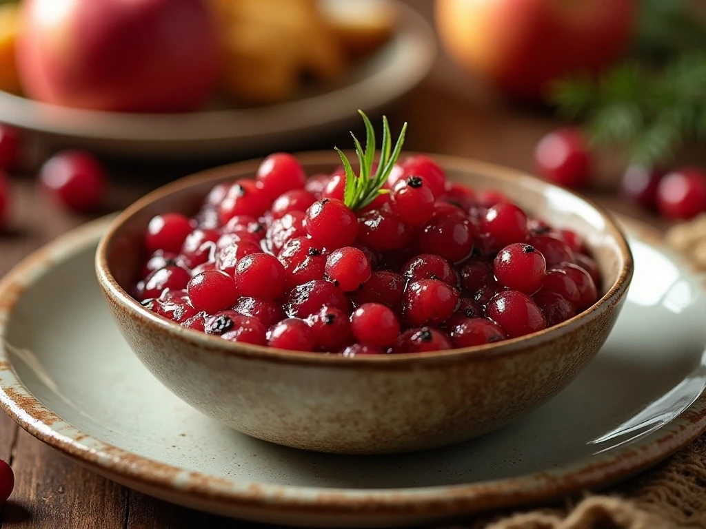 Homemade cranberry sauce with apples served as a holiday side dish