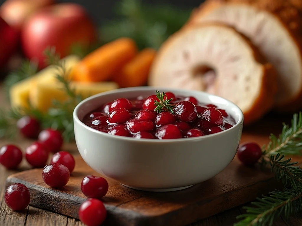 Cranberry apple sauce served with a holiday dinner