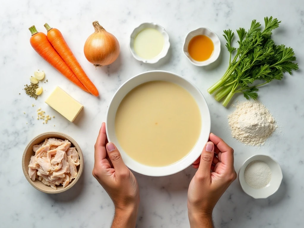Ingredients for easy homemade cream of chicken soup