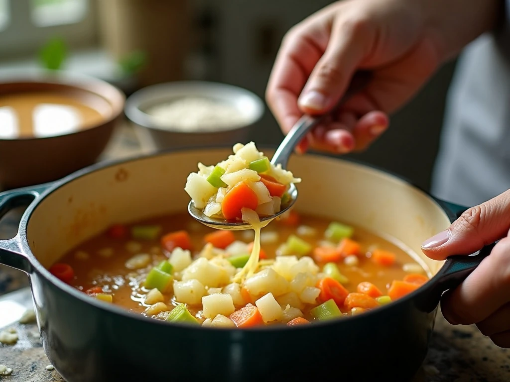 Cooking vegetables for homemade cream of chicken soup