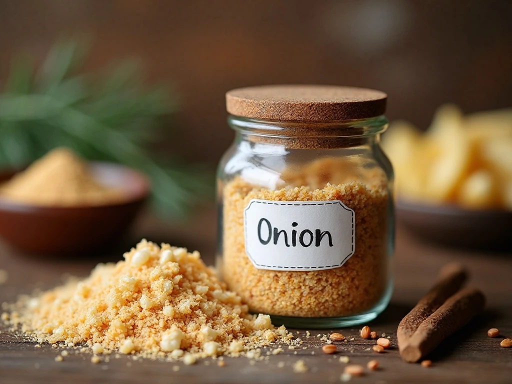 Airtight jar of homemade dry onion soup mix stored in the pantry