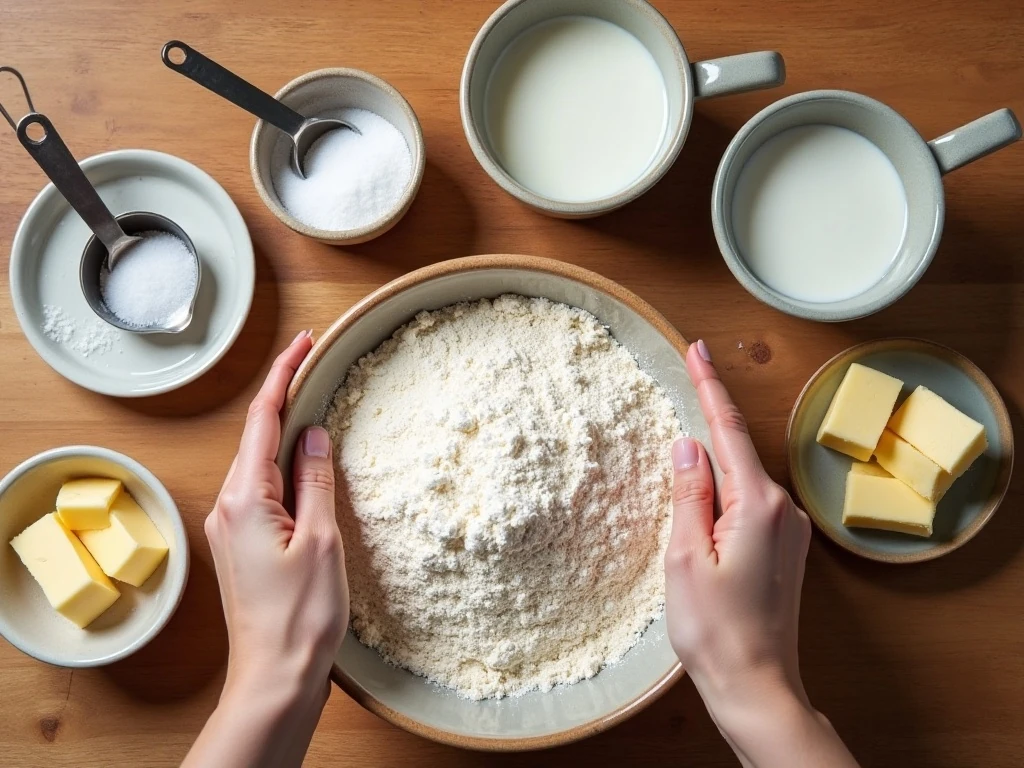 Ingredients for homemade dumplings from scratch