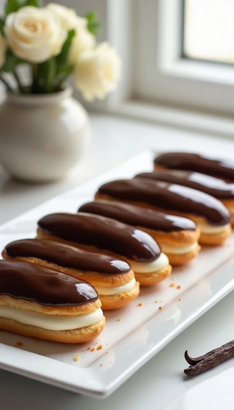 Easy Homemade Éclairs Recipe with Vanilla Pastry Cream and Chocolate Glaze